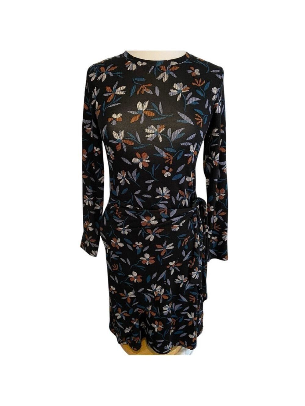 Hatley wrapdress deconstructed Floral pattern Elegant Office Chic Jersey Knit XS